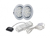 Комплект из 2-х светодиодных врезных светильников FT9251-12LED-04-CW, хром, 3W, 6200К холодный белый